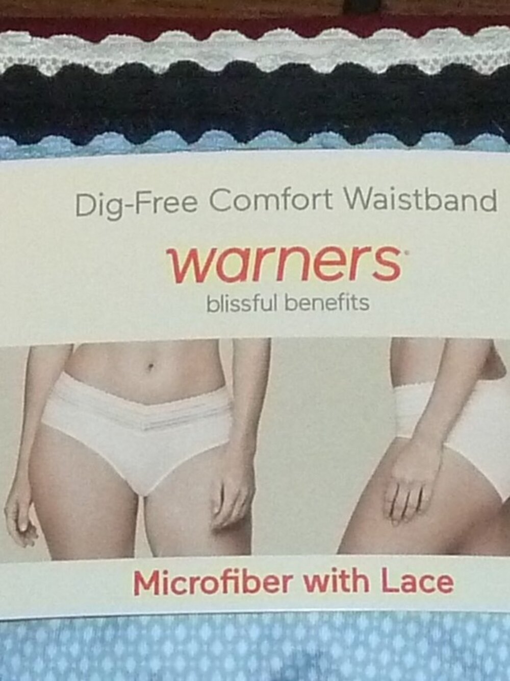 Warners Blissful Benefits Dig-Free Microfiber Lace Hipster Panties 3-Pack Small
